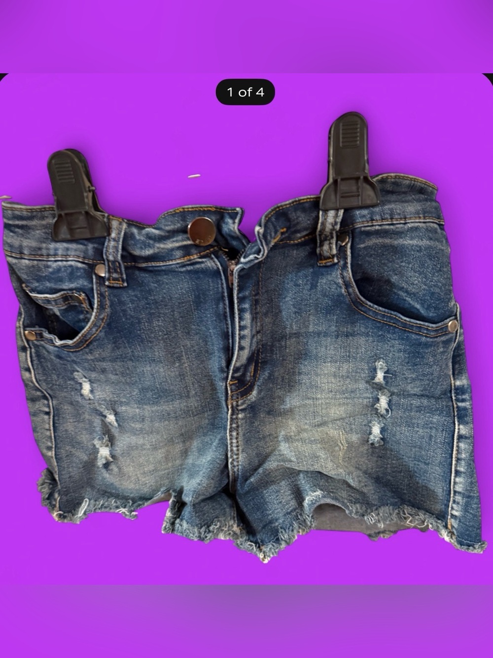 Elan Dark Blue Distressed Denim Shorts
